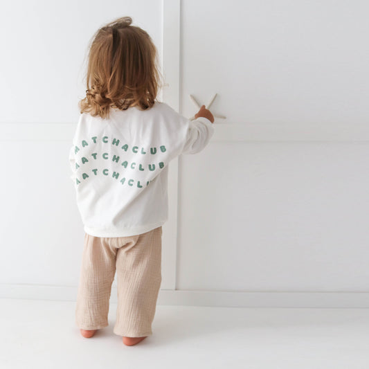 matcha club! vanilla colour sweatshirt with matcha slogan