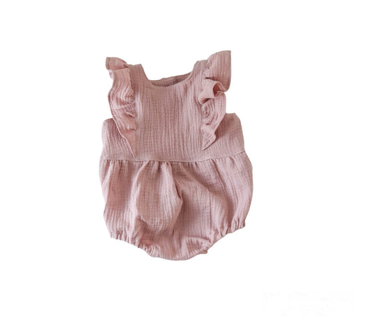 Muslin romper with frills