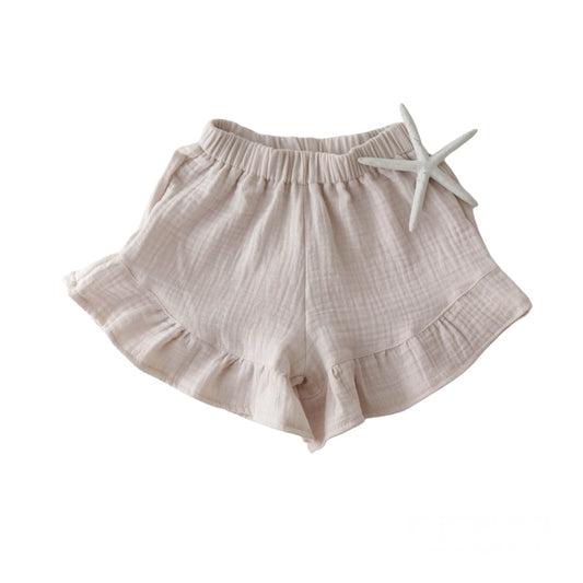 Muslin shorts with a frill - SEPIA