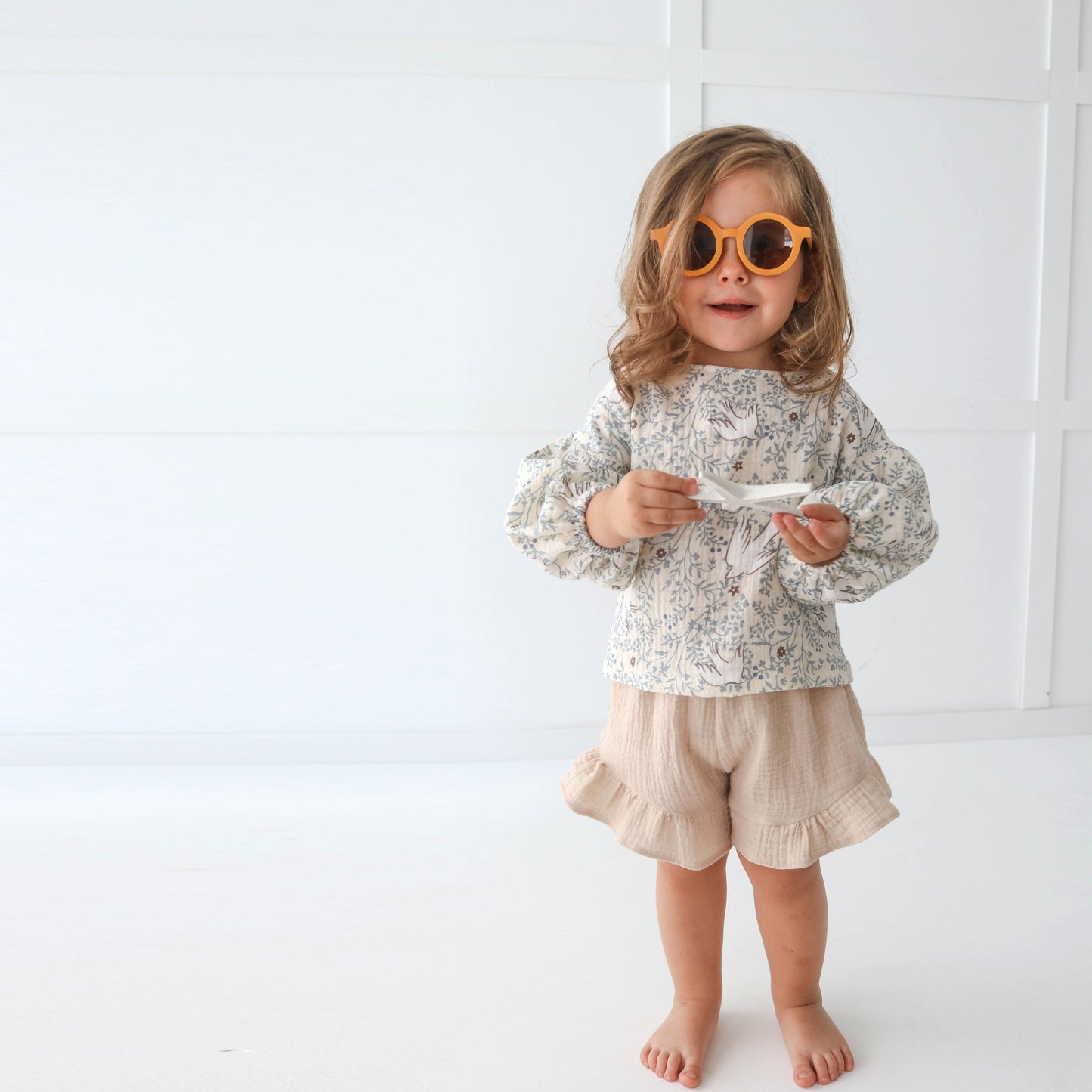 Muslin Blouse with long bubble sleeves