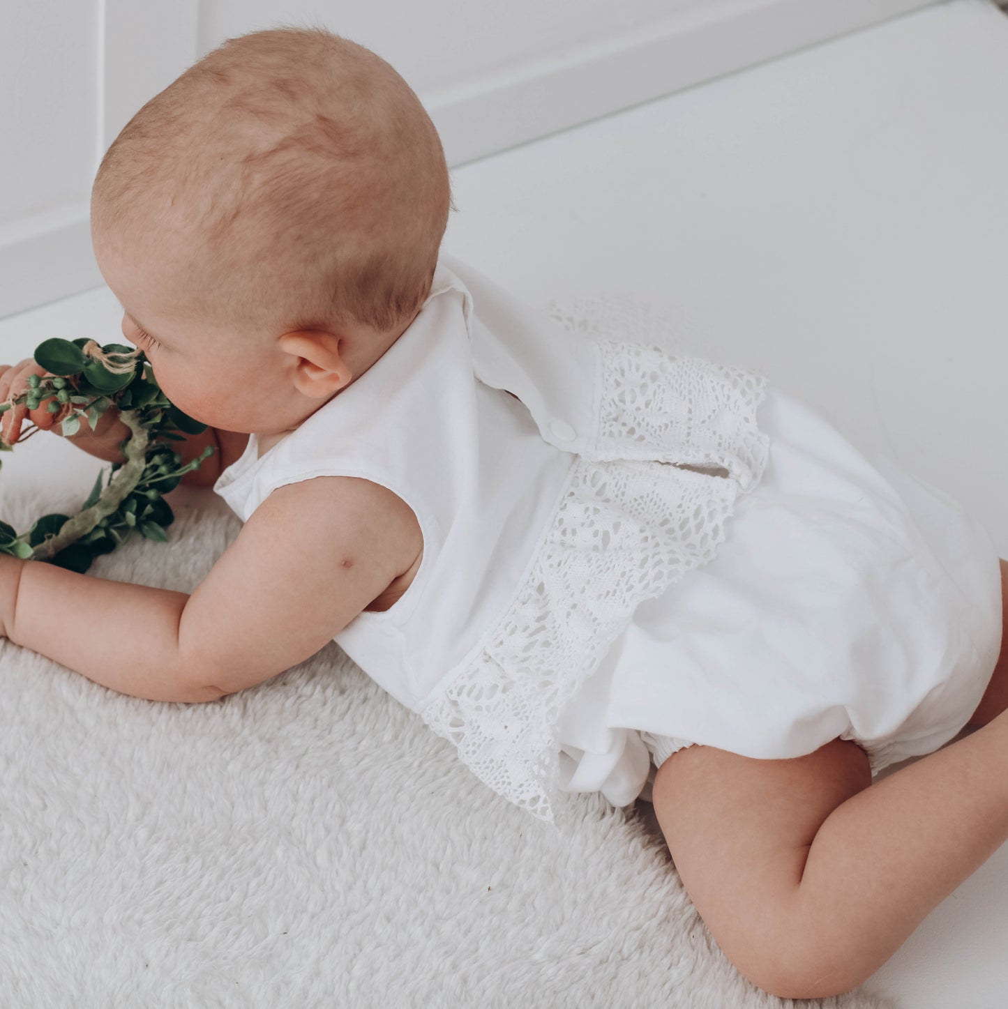 white romper 6-12 mths