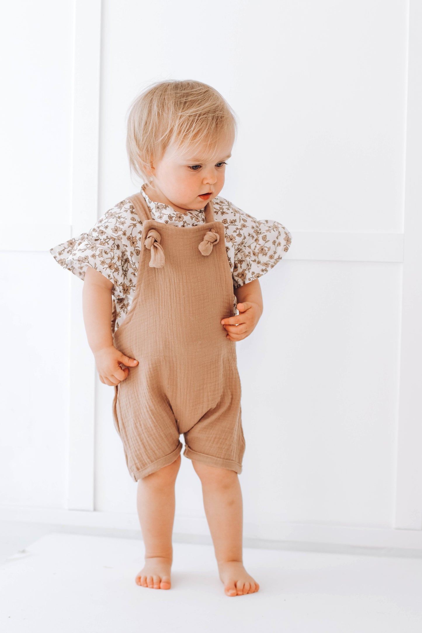 Muslin short leg dungarees