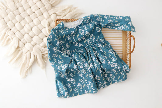 Blue floral dress 1-2 yrs