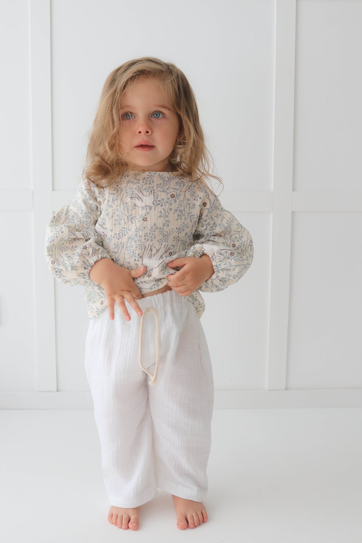 Muslin Blouse with long bubble sleeves