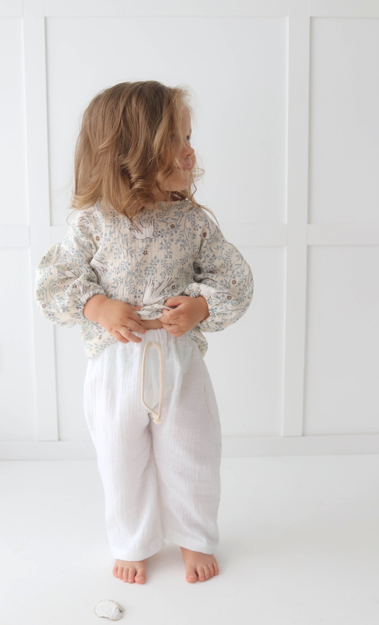 Muslin Blouse with long bubble sleeves