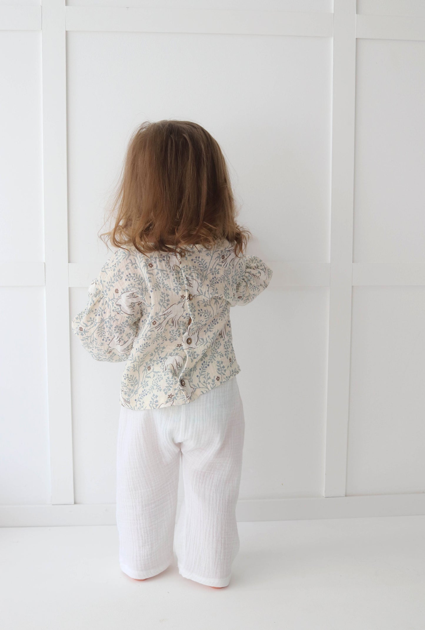 Muslin Blouse with long bubble sleeves