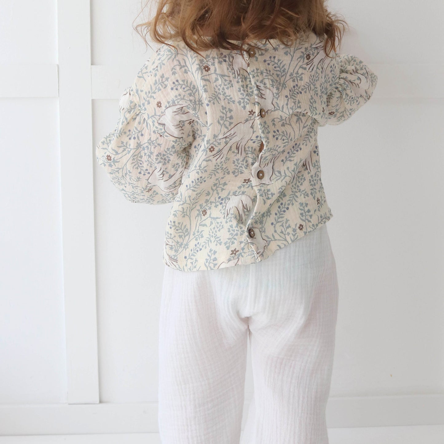 Muslin Blouse with long bubble sleeves