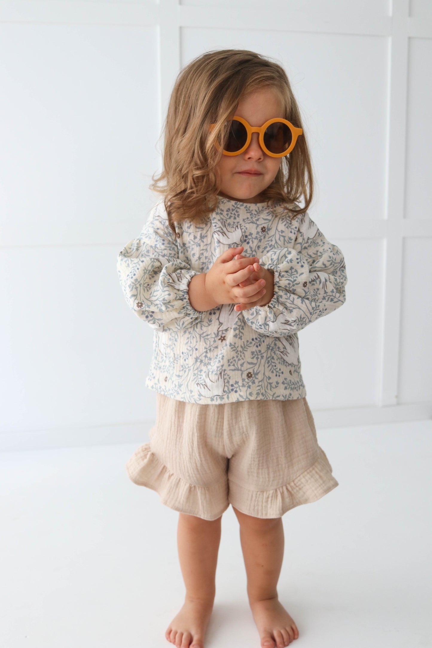 Muslin Blouse with long bubble sleeves