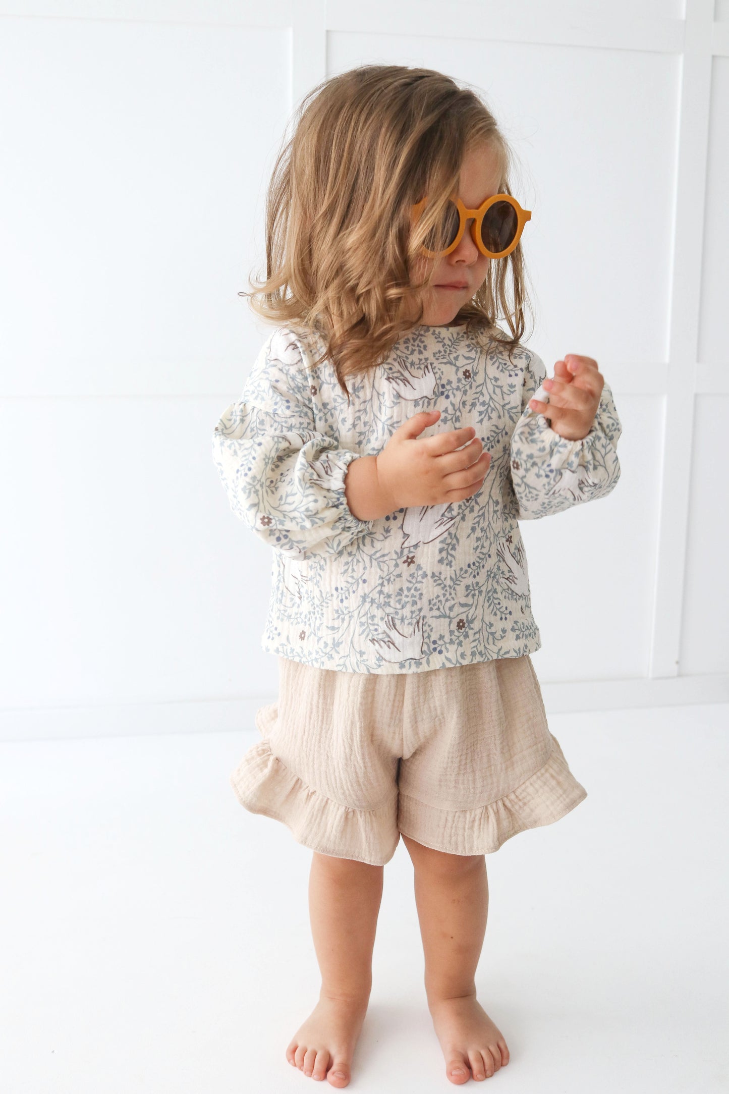 Muslin Blouse with long bubble sleeves