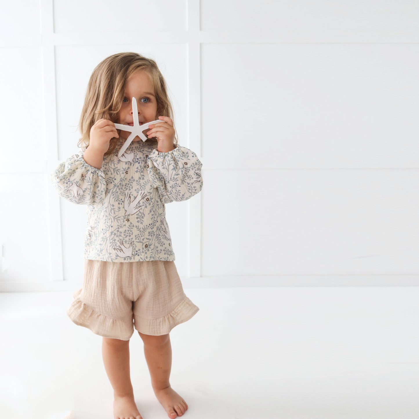 Muslin Blouse with long bubble sleeves