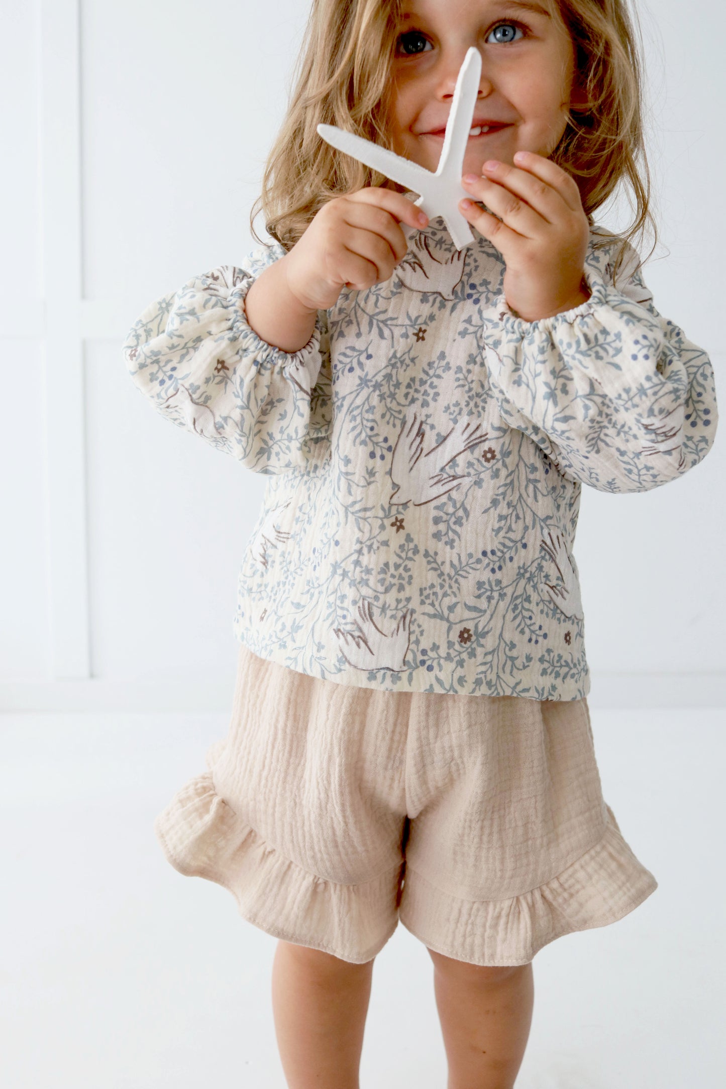 Muslin Blouse with long bubble sleeves
