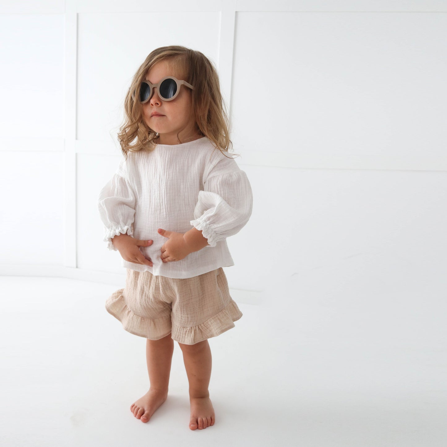 Muslin Blouse with long bubble sleeves