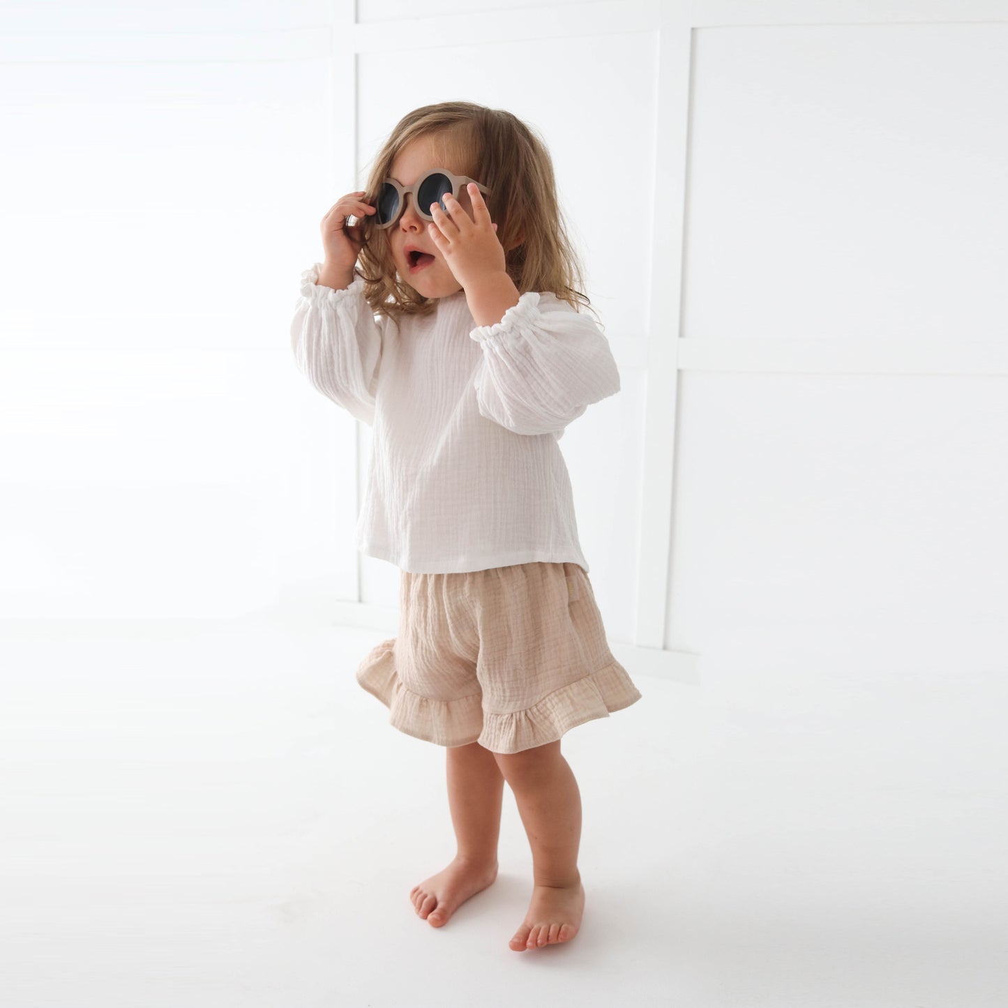 Muslin Blouse with long bubble sleeves