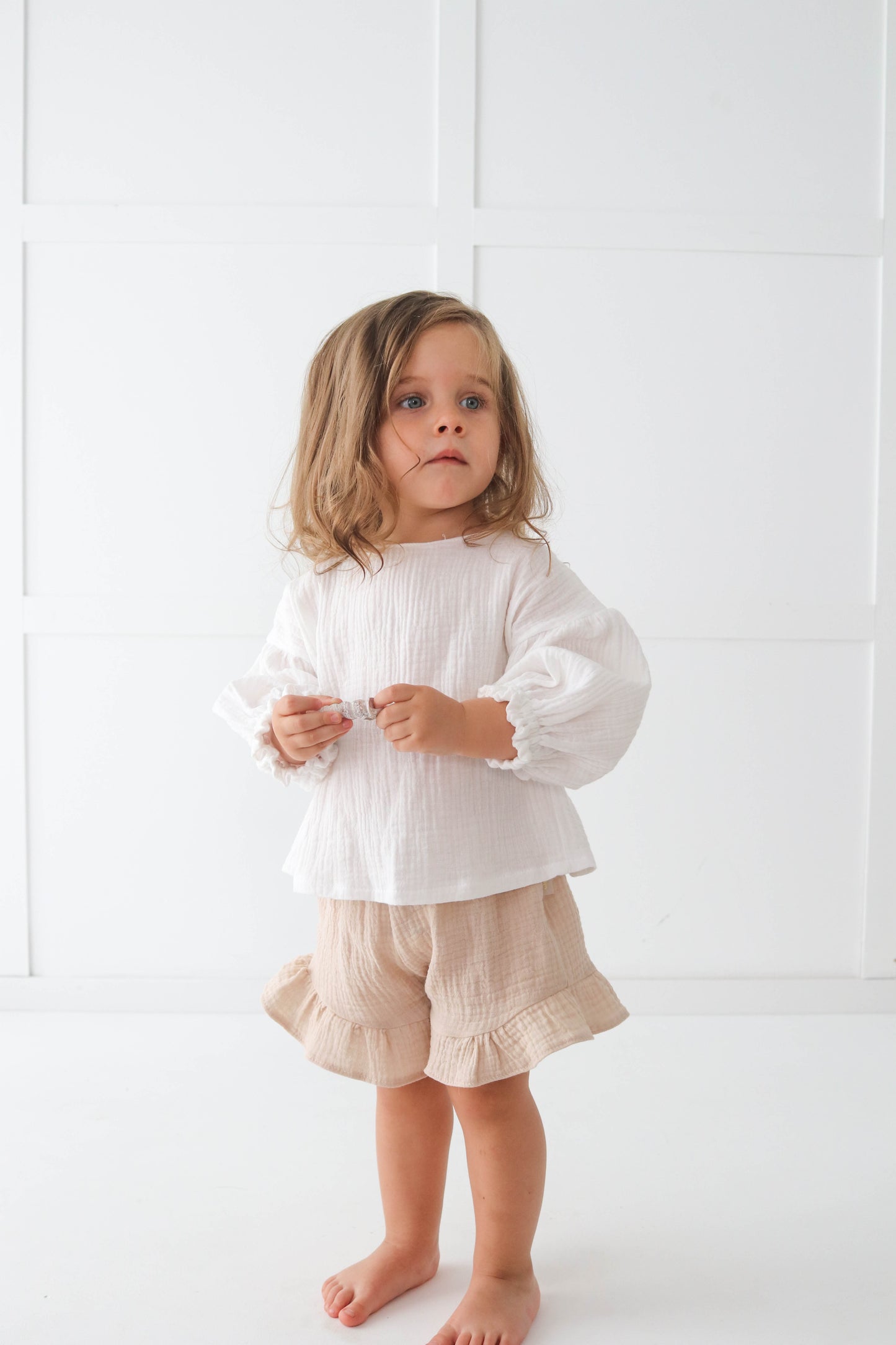 Muslin Blouse with long bubble sleeves