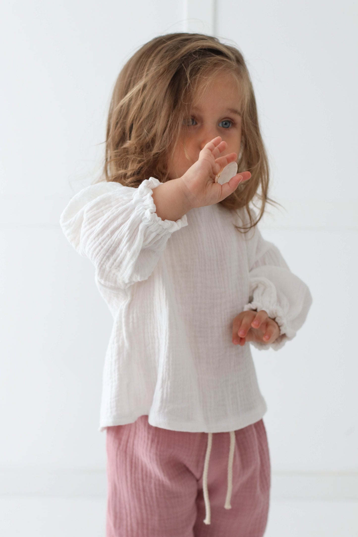 Muslin Blouse with long bubble sleeves
