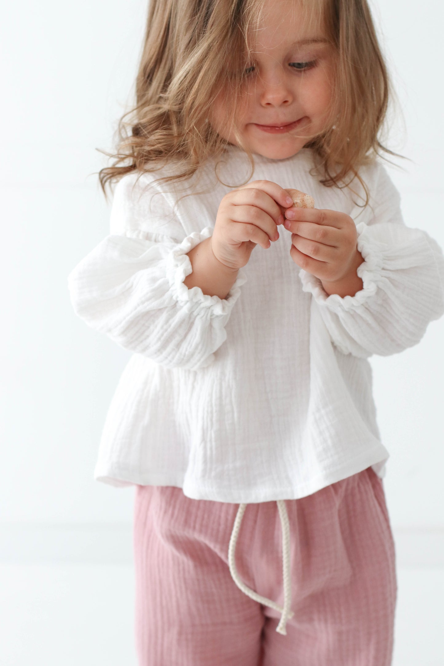 Muslin Blouse with long bubble sleeves