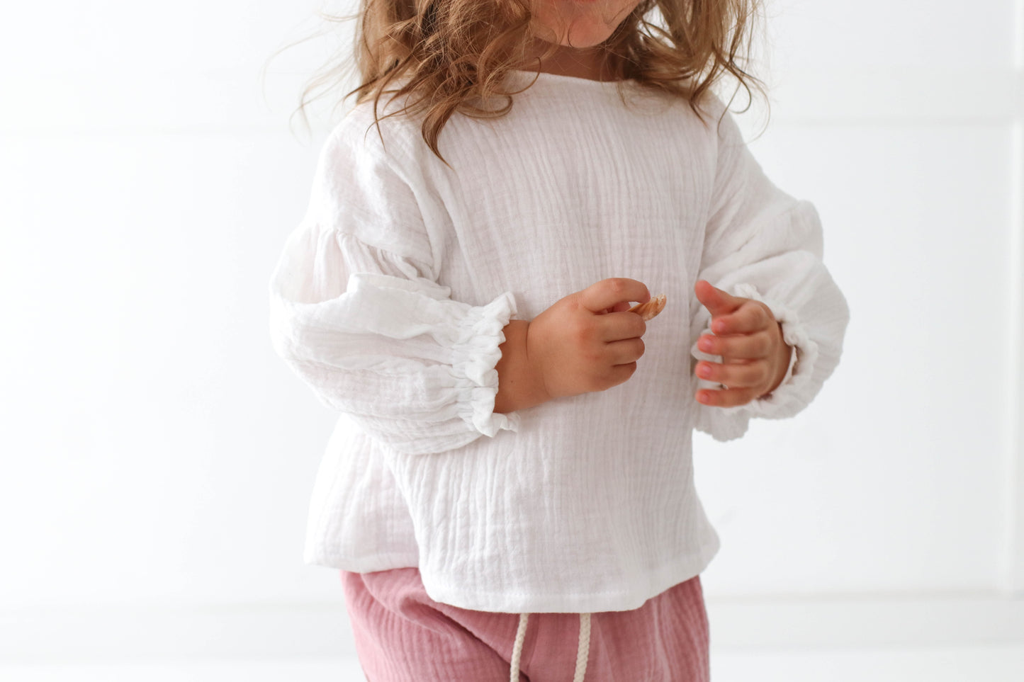 Muslin Blouse with long bubble sleeves