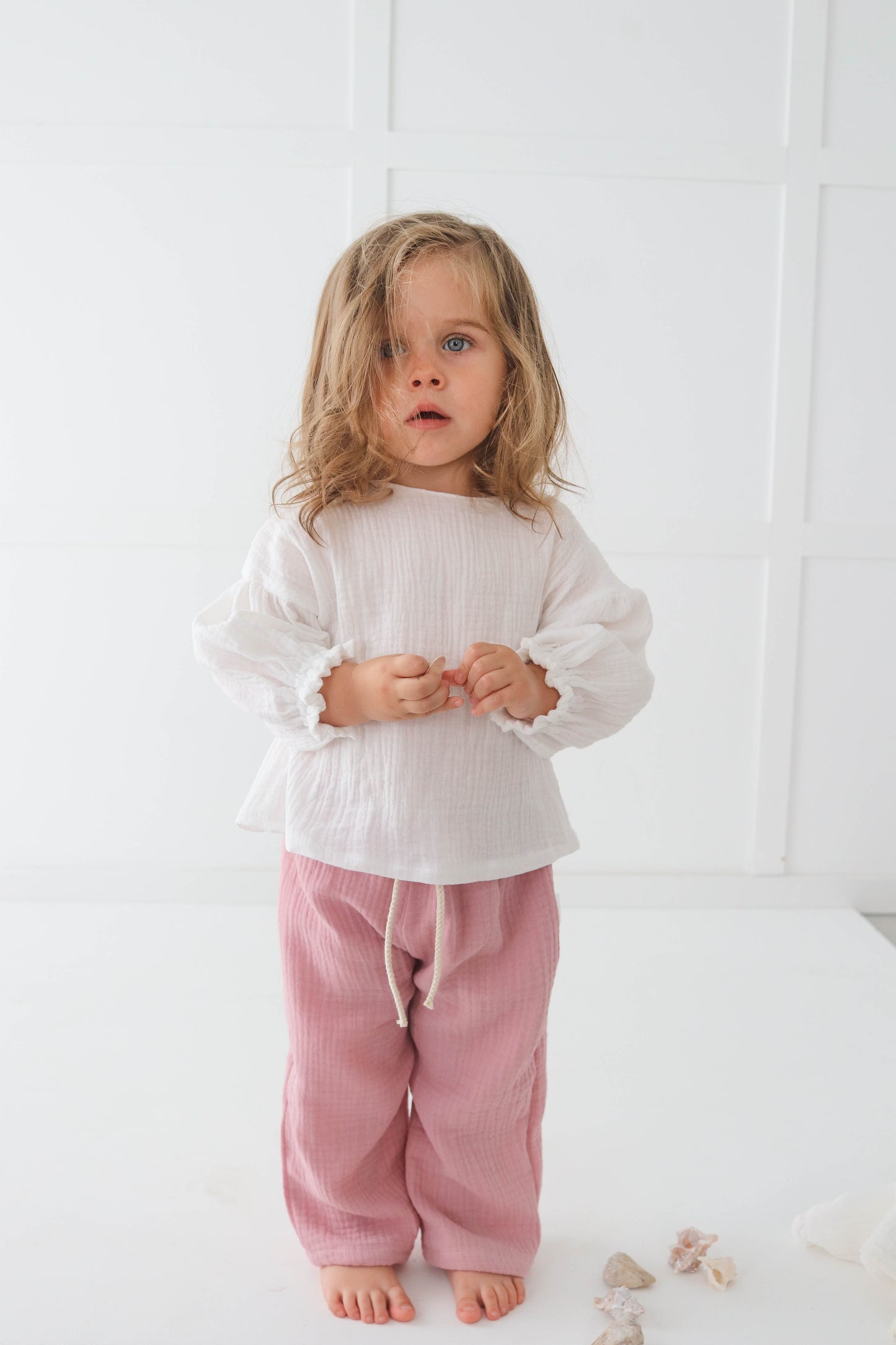 Muslin Blouse with long bubble sleeves