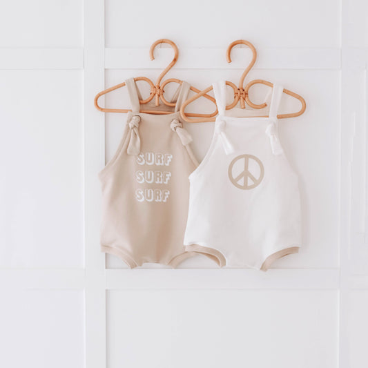 bummie romper beige surf- 9-12 mths
