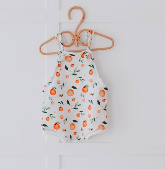 Orange bummie romper- 9-12 mths