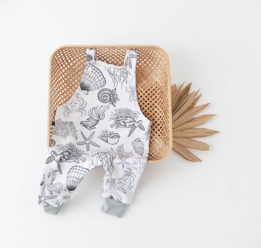 ocean life dungarees last one! - 3-6 mths