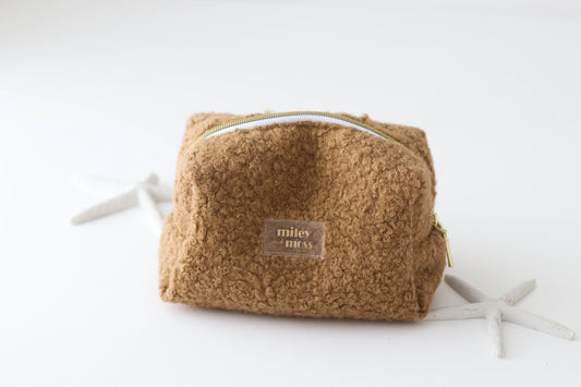 Teddy make up bag - CARAMEL- 2 sizes available
