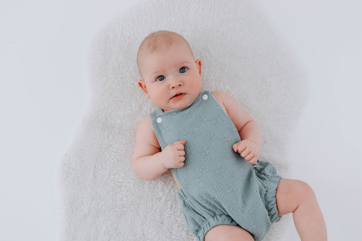 embroidered muslin romper  last one! - 3-6 mths